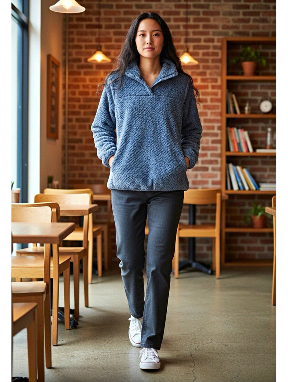 Eddie Bauer Women's Blue Fleece 1/4 Snap Mock Neck Pullover Sweatshirt S - Picture 1 of 5